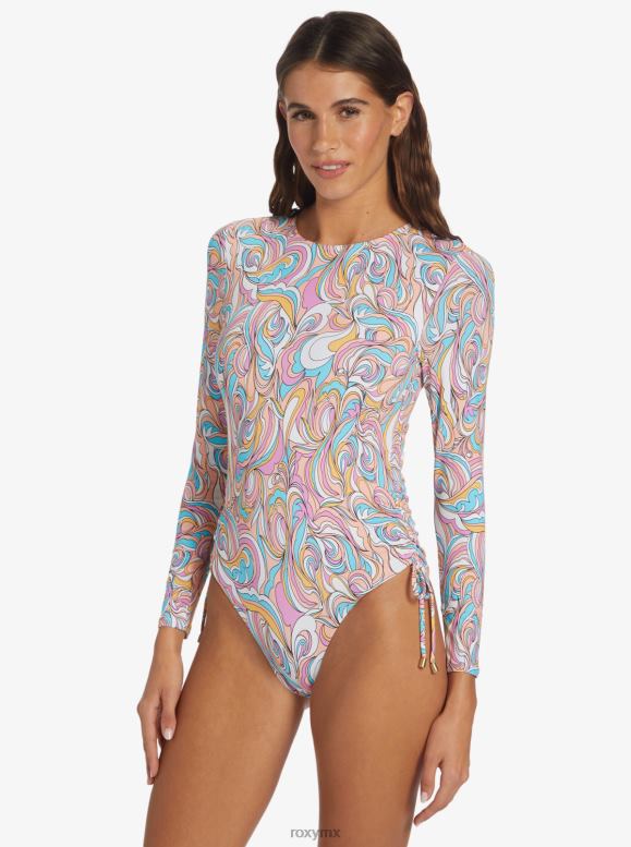 Roxy mujer Warm Sand onesie active cropped upf 50 manga larga rashguard 68XP0799