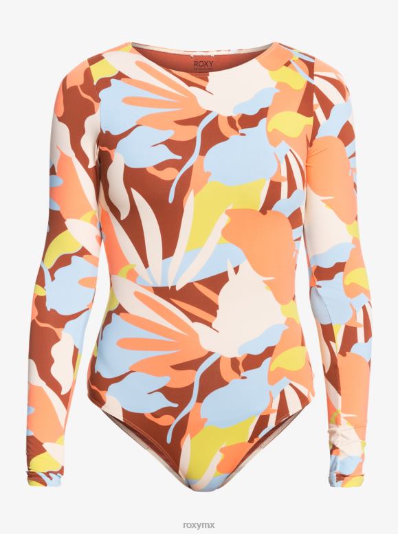 Roxy mujer traje de baño upf 50 de manga larga con estampado floraldelic 68XP0967
