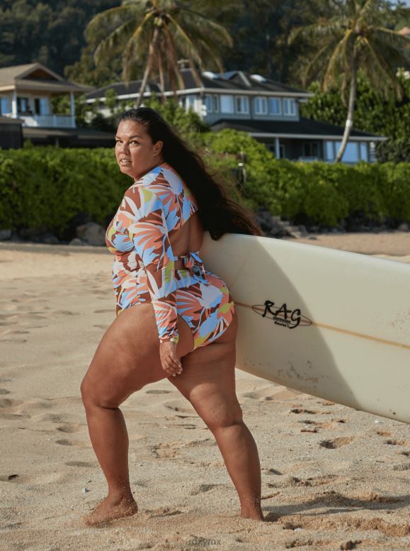 Roxy mujer traje de baño upf 50 de manga larga con estampado floraldelic 68XP0967