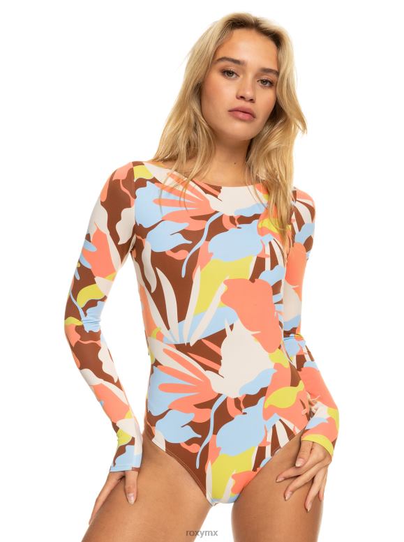 Roxy mujer traje de baño upf 50 de manga larga con estampado floraldelic 68XP0967