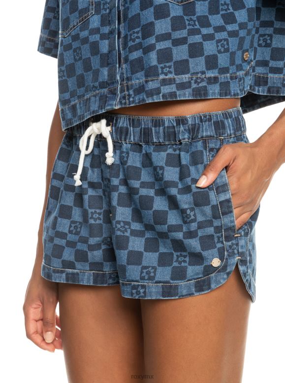 Roxy mujer nuevos pantalones cortos de mezclilla estampados imposibles 68XP0155
