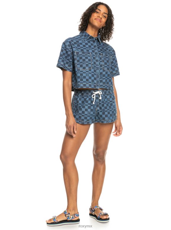 Roxy mujer nuevos pantalones cortos de mezclilla estampados imposibles 68XP0155