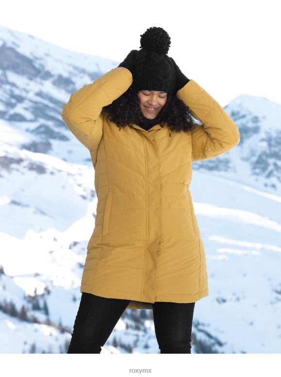 Roxy mujer chaqueta larga con capucha y aislamiento ellie 68XP0471