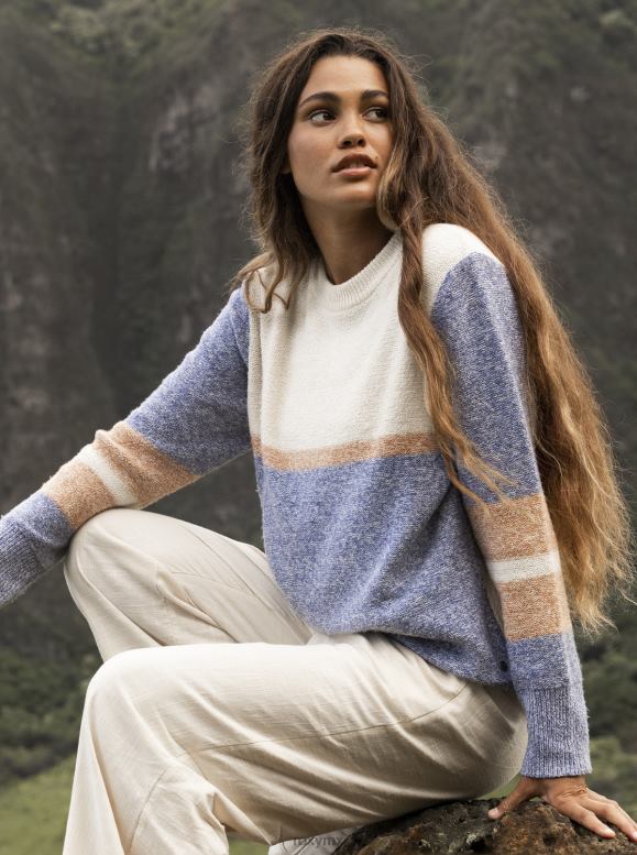 Roxy mujer suéter a rayas con surcos reales 68XP0491