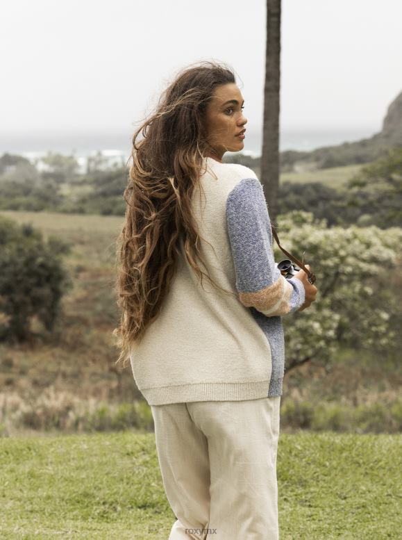 Roxy mujer suéter a rayas con surcos reales 68XP0491