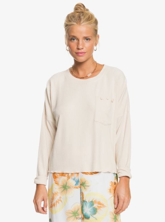 Roxy mujer Cosy Day top tejido de canalé de manga larga 68XP0504