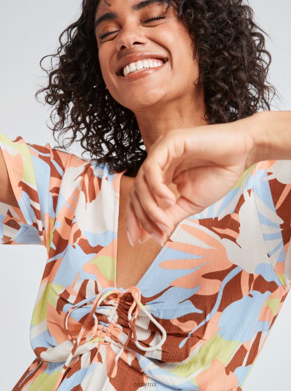 Roxy mujer vestido corto con estampado de flujo de verano 68XP0550
