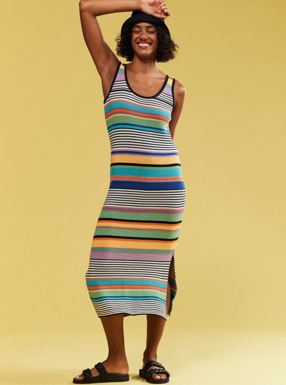 Roxy mujer vestido midi de tirantes con diseño de ramo de sol 68XP0152