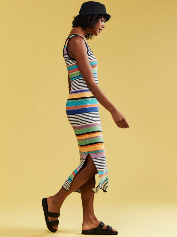 Roxy mujer vestido midi de tirantes con diseño de ramo de sol 68XP0152