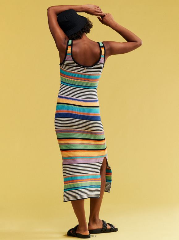 Roxy mujer vestido midi de tirantes con diseño de ramo de sol 68XP0152