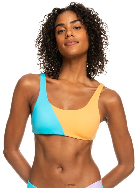 Roxy mujer parte de arriba de bikini estilo bralette con bloques de color 68XP0769