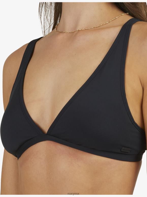 Roxy mujer parte superior de bikini triangular alargada clásica de playa sólida 68XP01034