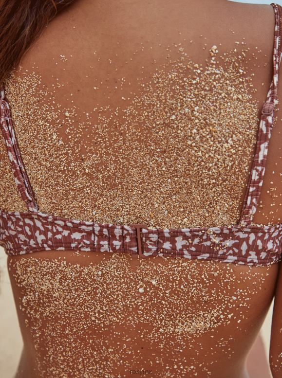 Roxy mujer top de bikini de canalé con estampado de nudos de love the surf 68XP0980