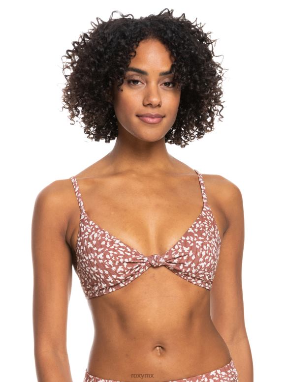 Roxy mujer top de bikini de canalé con estampado de nudos de love the surf 68XP0980