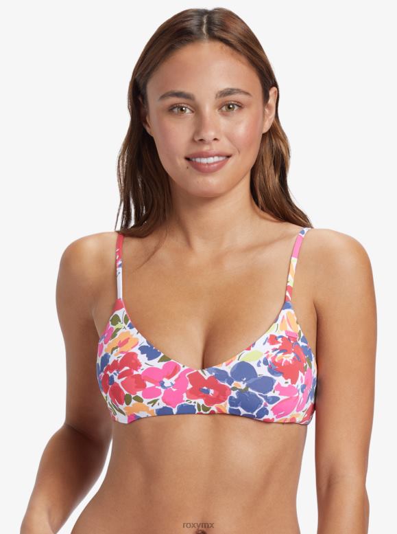 Roxy mujer top de bikini de triángulo atlético clásico de playa estampado 68XP0633