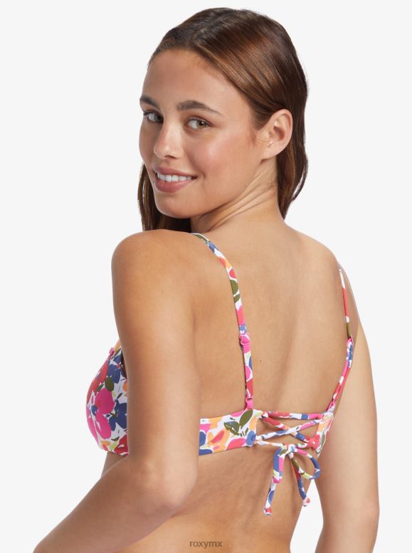 Roxy mujer top de bikini de triángulo atlético clásico de playa estampado 68XP0633