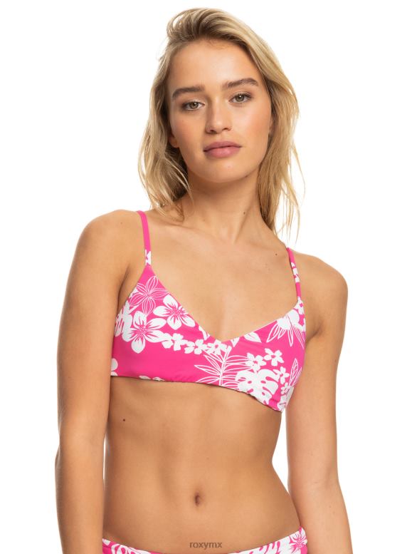 Roxy mujer top de bikini de triángulo atlético clásico de playa estampado 68XP0642