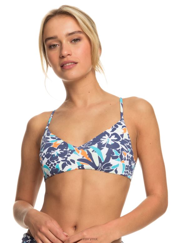 Roxy mujer top de bikini de triángulo atlético clásico de playa estampado 68XP0671