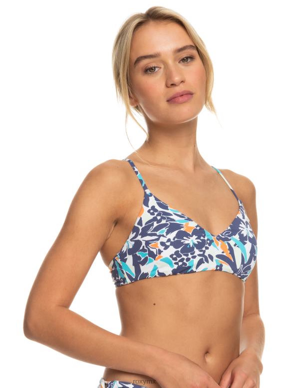 Roxy mujer top de bikini de triángulo atlético clásico de playa estampado 68XP0671