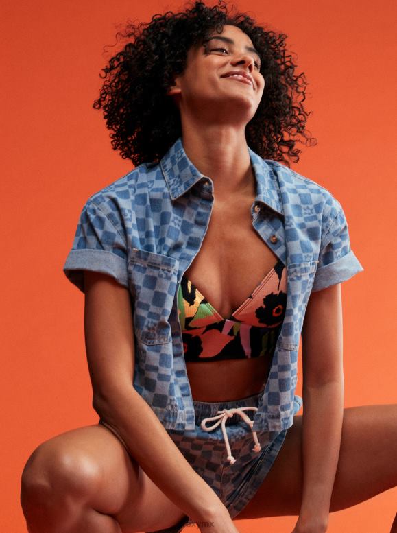 Roxy mujer top de bikini sin mangas color mermelada 68XP0785